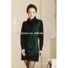 elegant women's highneck cashmere winter dress